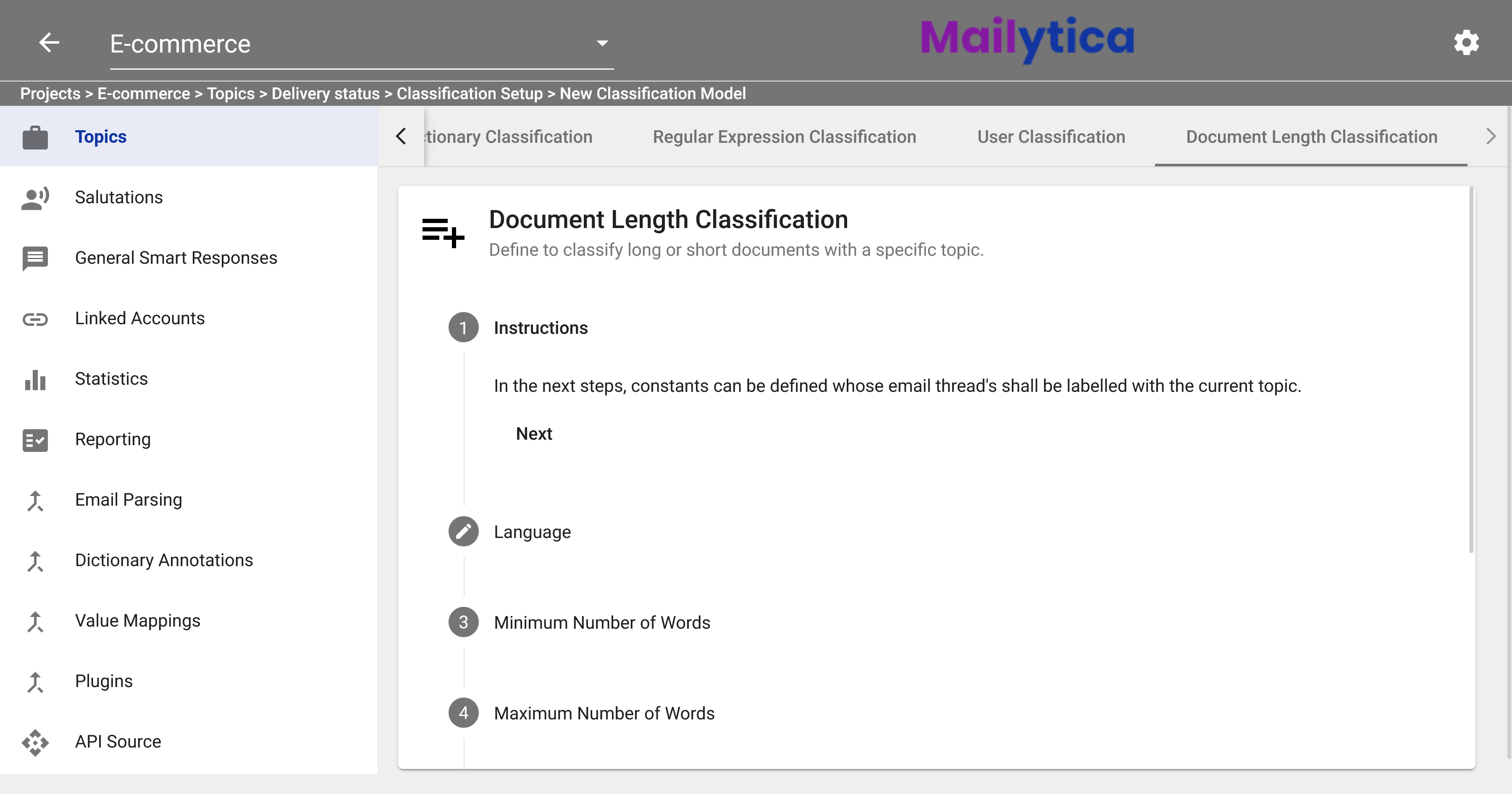 Add a new document length classification model