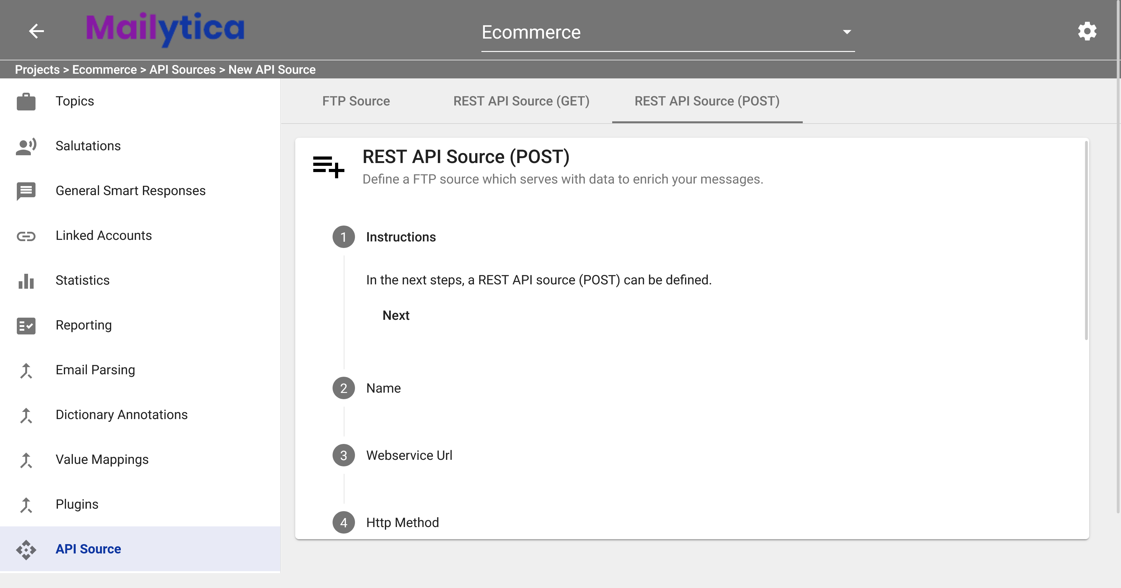 Select API Source (POST)